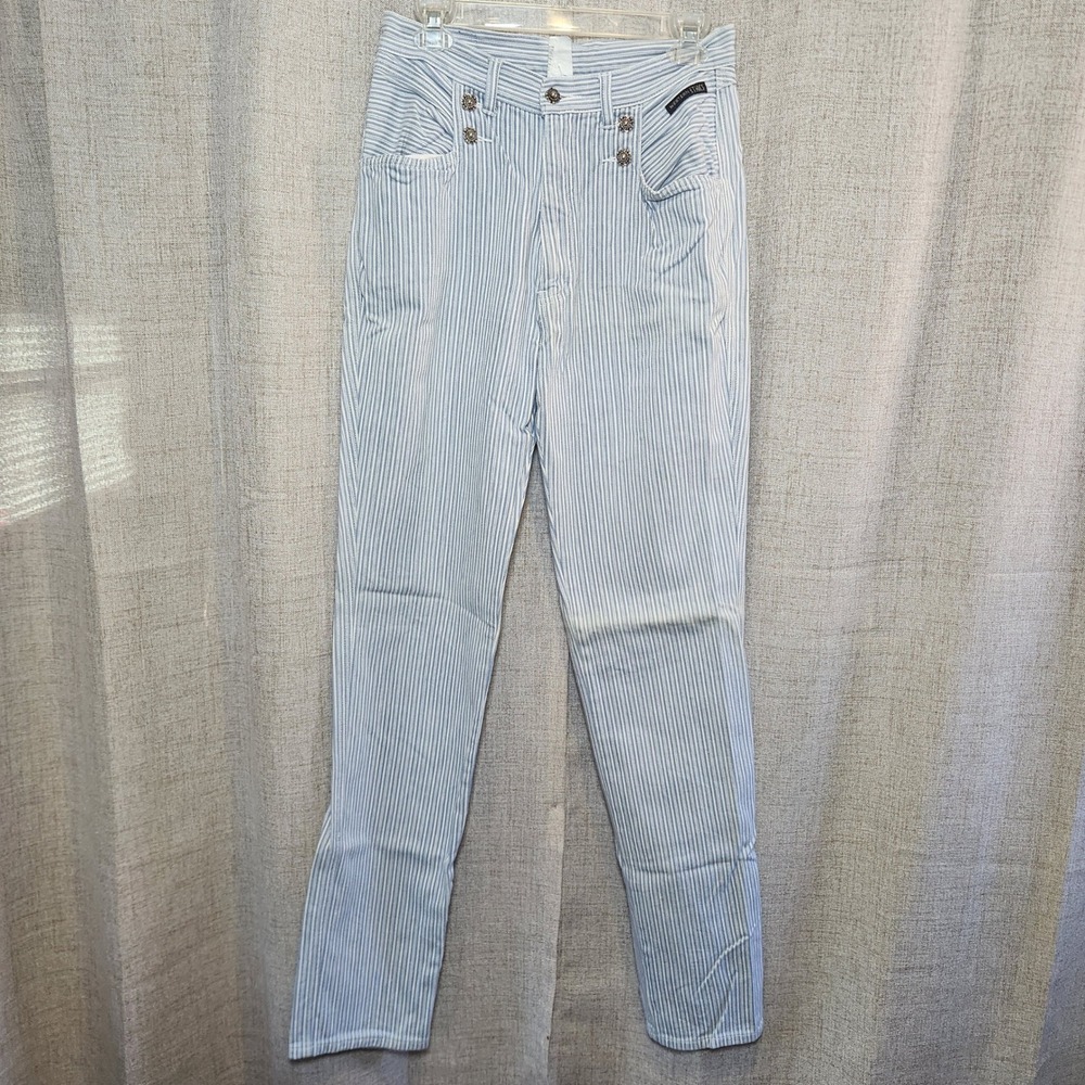 VTG Western Ethics Jeans Women's 11/12 Blue Stripe High Rise‎ 90s Cowgirl Rodeo